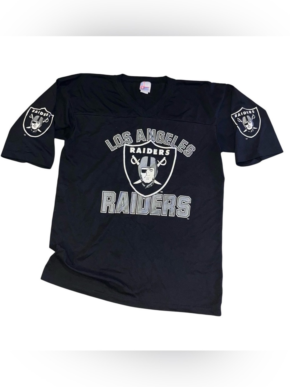 VTG 1980s GARAN single stitch NFL RAIDERS jersey style men’s shirt size L